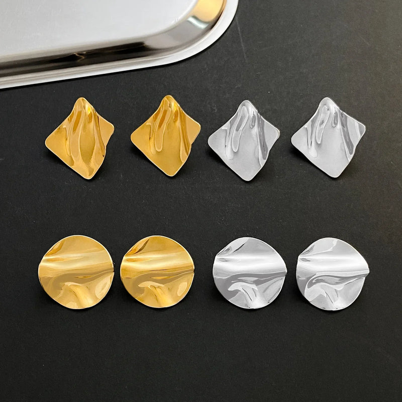 Irregular Stainless Steel Stud Earrings For Women Fashion Statement Geometic Round Earrings Jewelry Gifts Accessories Серьги