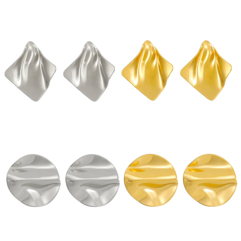 Irregular Stainless Steel Stud Earrings For Women Fashion Statement Geometic Round Earrings Jewelry Gifts Accessories Серьги